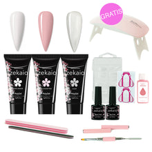 Cargar imagen en el visor de la galería, COMBO IDEAL - Elige tu combinación de 3 colores de Polygel. Incluye Herramientas y LAMPARA UV/LED de 🎁 REGALO! Todo en una bolsita de algodón hermosa