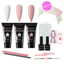 Cargar imagen en el visor de la galería, COMBO IDEAL - Elige tu combinación de 3 colores de Polygel. Incluye Herramientas y LAMPARA UV/LED de 🎁 REGALO! Todo en una bolsita de algodón hermosa