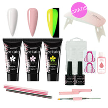 Cargar imagen en el visor de la galería, COMBO IDEAL - Elige tu combinación de 3 colores de Polygel. Incluye Herramientas y LAMPARA UV/LED de 🎁 REGALO! Todo en una bolsita de algodón hermosa