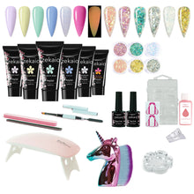 Cargar imagen en el visor de la galería, The Unicorn Collection 🦄 Incluye 6 colores de Polygel, Lámpara UV/LED y un Set hermoso. Todo en una Mochila + Bolsita de 🎁 REGALO!!!